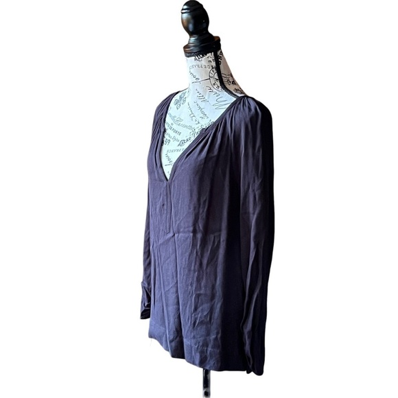 J.Crew Black Pointe Sir Tunic Blouse Long Sleeve V-Neck Boho Goth Witchy M Moto - Picture 3 of 10